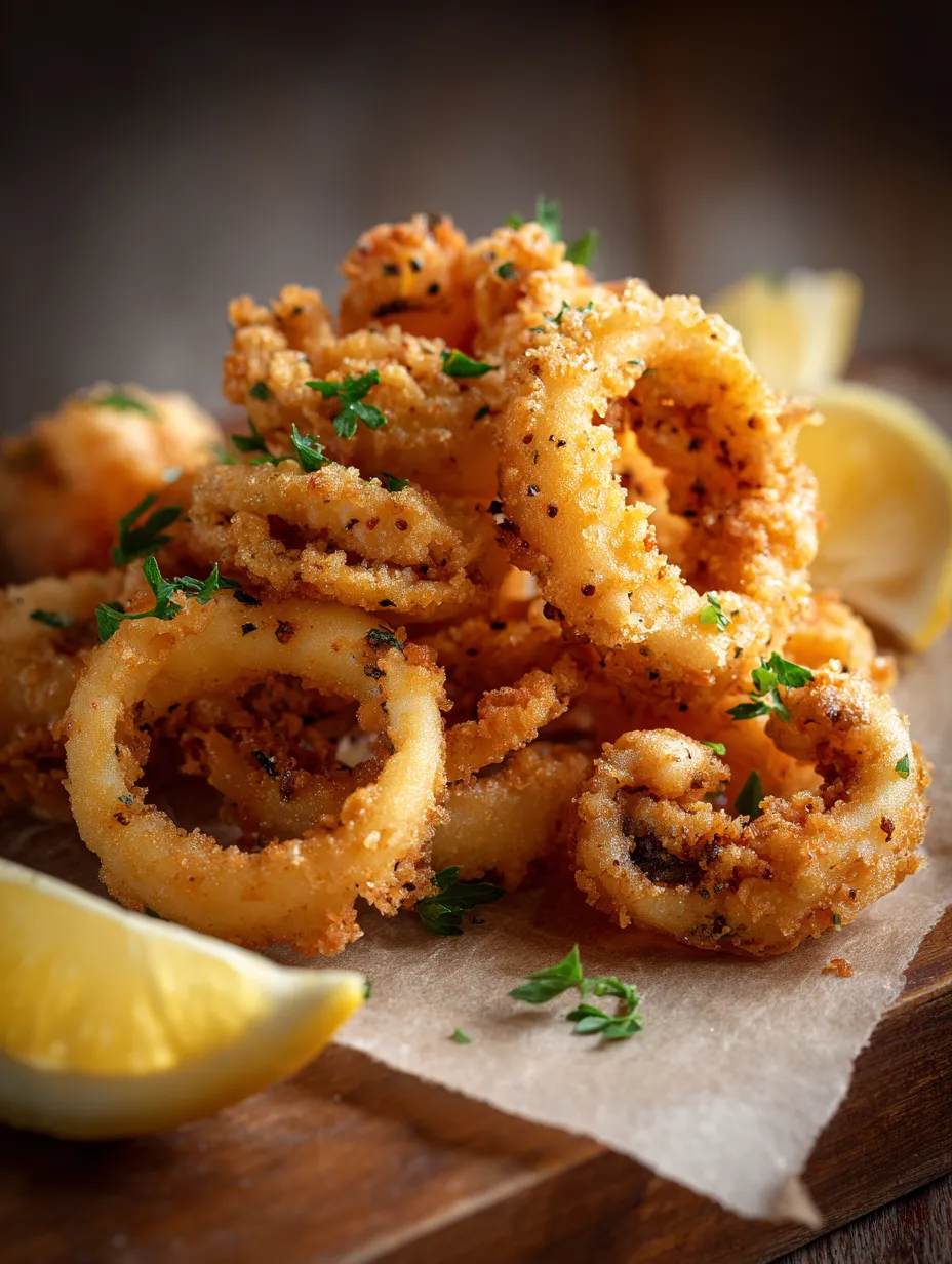 Elevate your holiday gatherings with this crispy fried calamari, a perfect vegetarian appetizer that caters to all tastes! The light, golden coating, infused with a blend of spices, pairs wonderfully with zesty lemon and your choice of dipping sauce, making it a crowd-pleaser for any occasion. Discover more irresistible flavor combinations at epiceats. HolidayAppetizerRecipes VegetarianAppetizer CrispyCalamari GourmetSnacks FestiveFlavors PartyEats SeafoodDelight