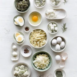 Ingredients for Creamy Deviled Egg Macaroni Salad