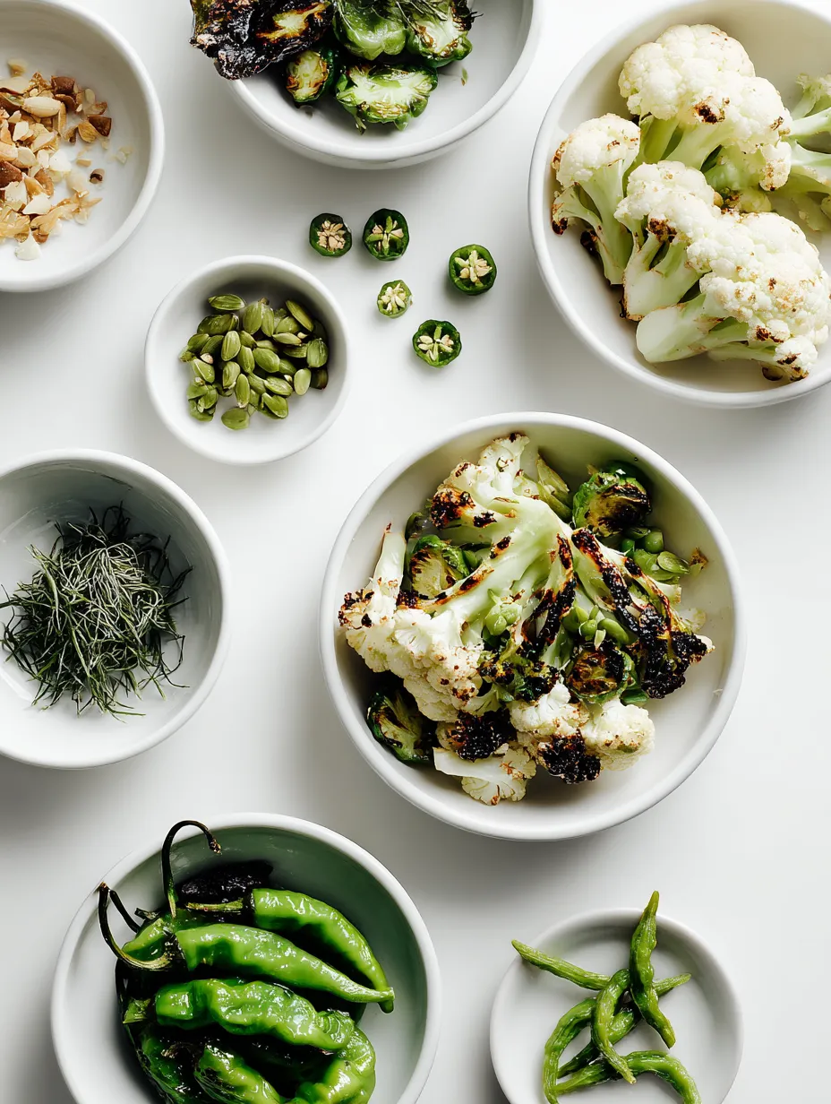 Ingredients for Charred Cauliflower & Shishito Peppers Delight: An Introduction to a Flavorful Dish