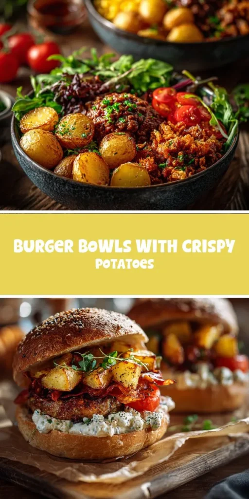 Elevate your mealtime with these flavorful Burger Bowls featuring crispy potatoes that add a satisfying crunch to every bite. Layered with seasoned ground beef or a plant-based alternative, fresh greens, and a zesty dressing, this dish transforms ordinary ingredients into a vibrant culinary experience. Check out epiceats for more creative recipes like these! BurgerBowls CrispyPotatoes HealthyEating MealPrep Foodie HomeCooking FlavorfulEats