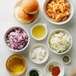 Ingredients for Crispy Buffalo Chicken Sliders with Ranch Coleslaw