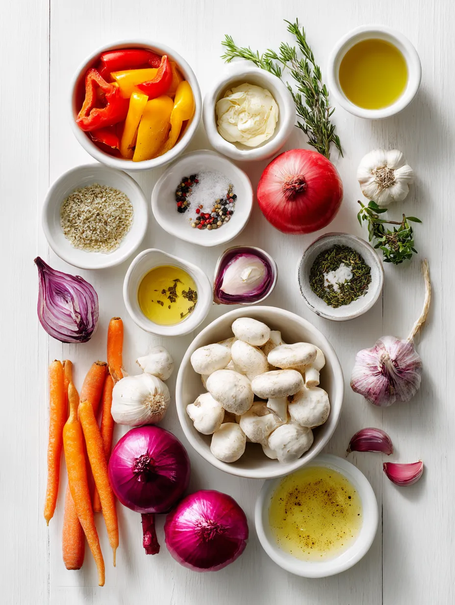Ingredients for Roasting Veggies Meets Garlic Bliss
