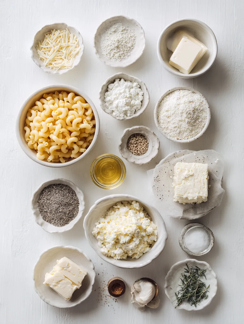 Ingredients for Creamy Dreamy Baked Mac & Cheese