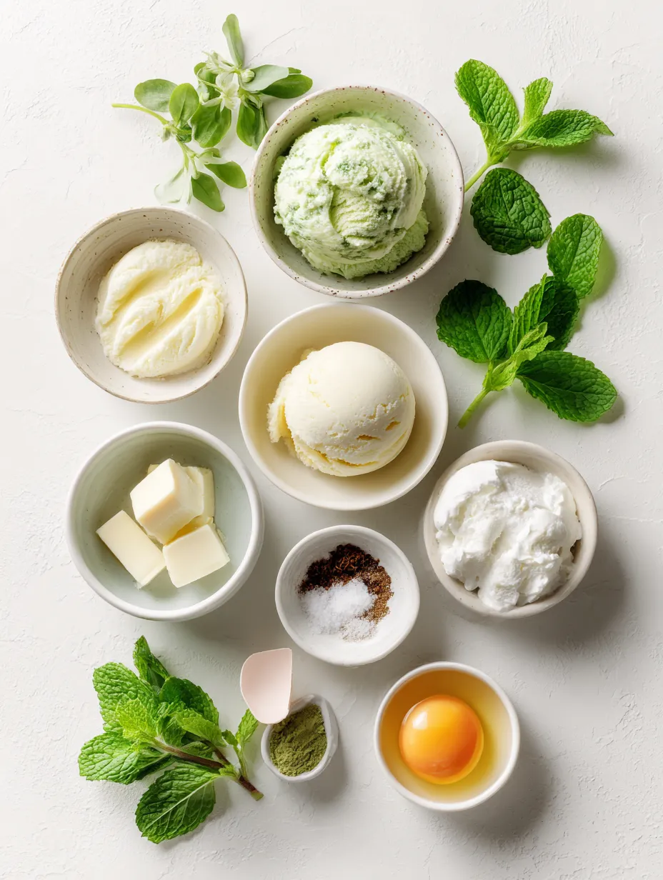 Ingredients for Refreshing Homemade Fresh Mint Ice Cream