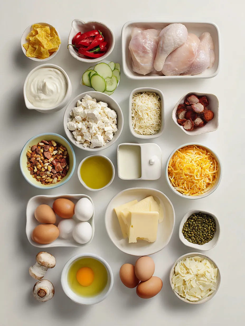 Ingredients for No-Roll Sheet Pan Chicken Enchiladas