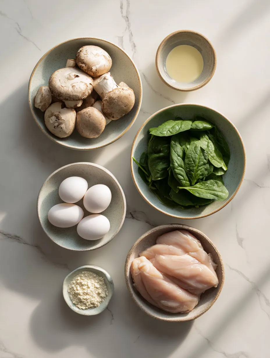 Ingredients for Creamy Garlic Mushroom & Spinach Chicken: A Culinary Delight