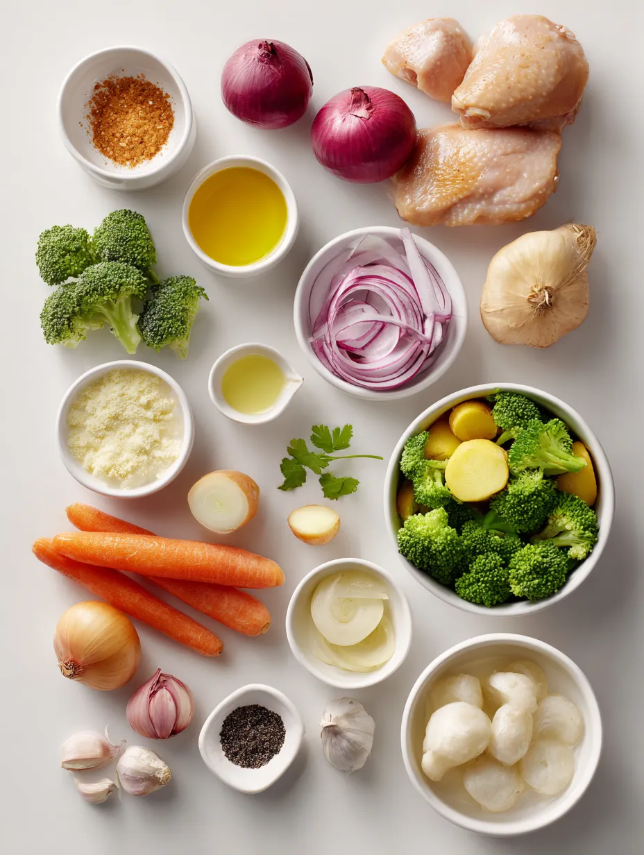 Ingredients for One-Pan Honey Garlic Chicken & Veggies