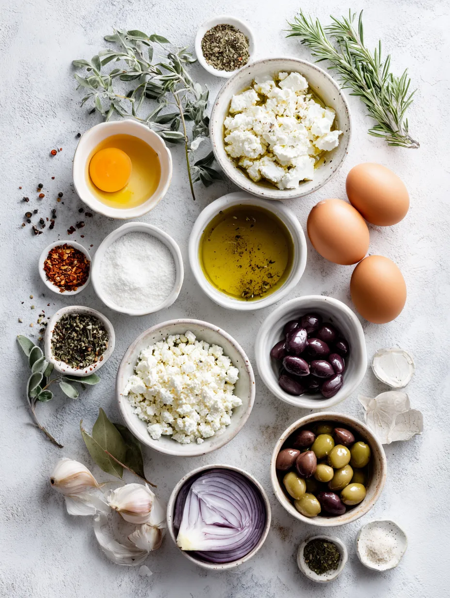 Ingredients for Mediterranean Baked Feta Eggs
