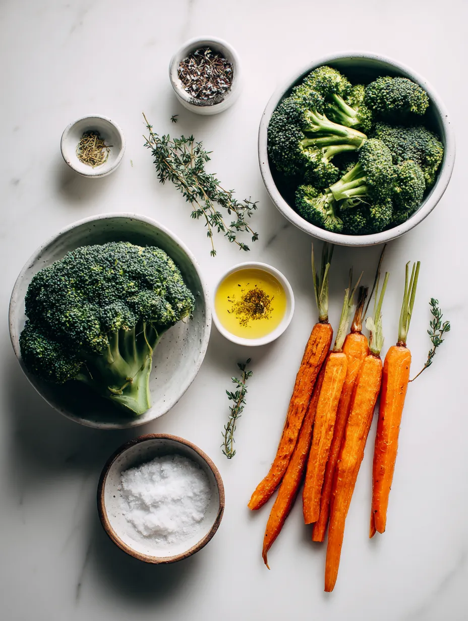 Ingredients for Roasted Broccoli and Carrots: Crispy Oven Roasted Veggie
