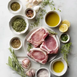 Ingredients for Herb Infused Oven Baked Pork Chops with Zesty Sauce