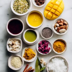 Ingredients for Tropical Mango Smoothie Bowl Drink