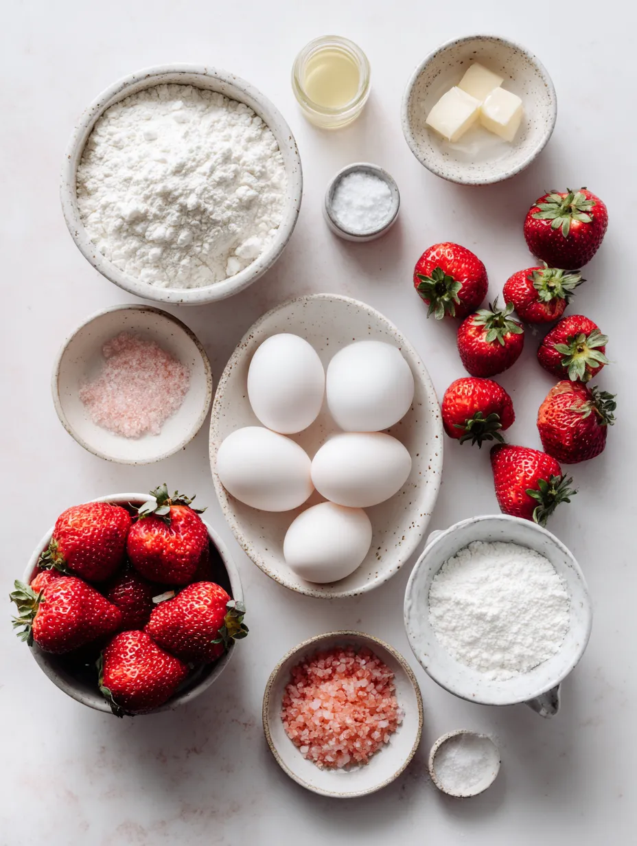 Ingredients for Velvet Strawberry Cheesecake Mug Cake