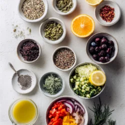 Ingredients for Quinoa Rainbow Veggie Bowl with Citrus Dressing: A Colorful and Nutritious Delight