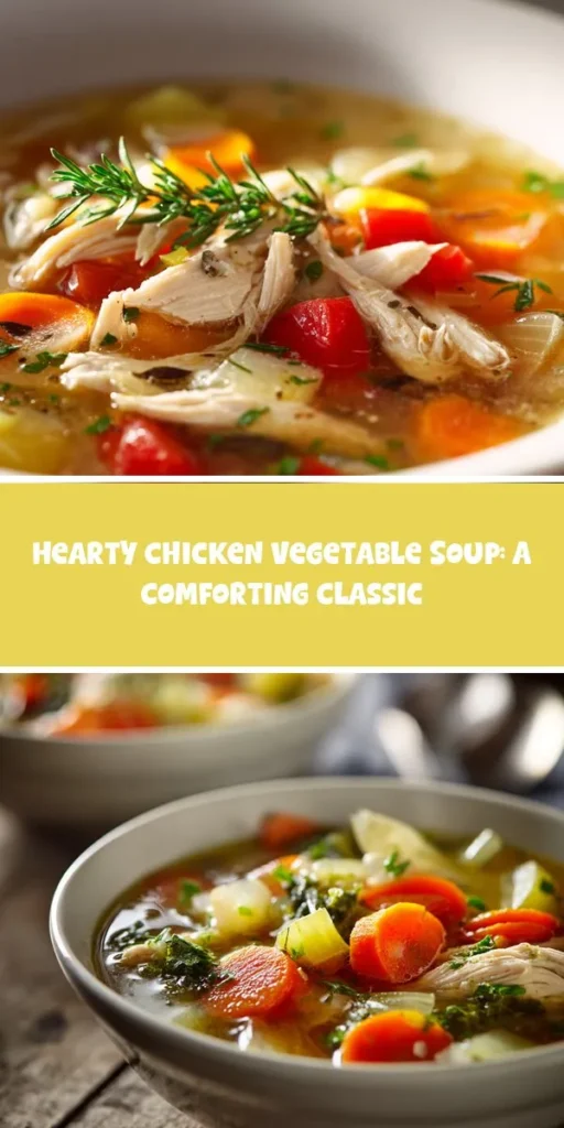 This hearty chicken vegetable soup: a comforting classic is a simple dinner recipe made with everyday ingredients. Perfect for busy days and family meals.