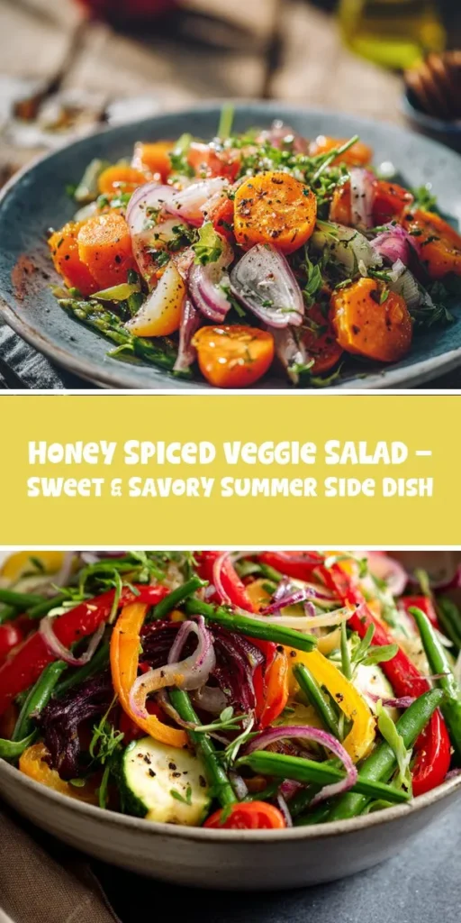 This honey spiced veggie salad &ndash; sweet & savory summer side dish is a simple lunch recipe made with everyday ingredients. Perfect for busy days and family meals.