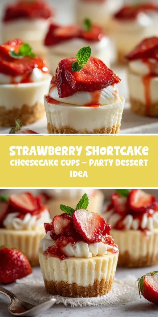 This strawberry shortcake cheesecake cups &ndash; party dessert idea is a simple dessert recipe made with everyday ingredients. Perfect for busy days and family meals.