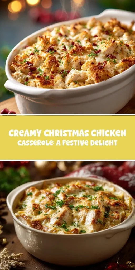 This creamy christmas chicken casserole: a festive delight is a simple dinner recipe made with everyday ingredients. Perfect for busy days and family meals.