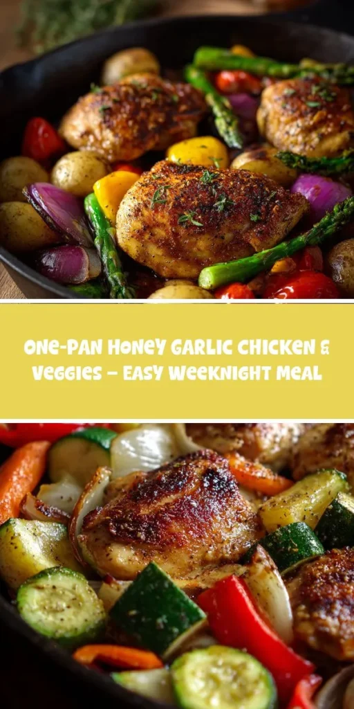 This one-pan honey garlic chicken & veggies &ndash; easy weeknight meal is a simple dinner recipe made with everyday ingredients. Perfect for busy days and family meals.