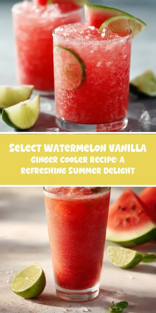 This select watermelon vanilla ginger cooler recipe: a refreshing summer delight is a simple drink recipe made with everyday ingredients. Perfect for busy days and family meals.