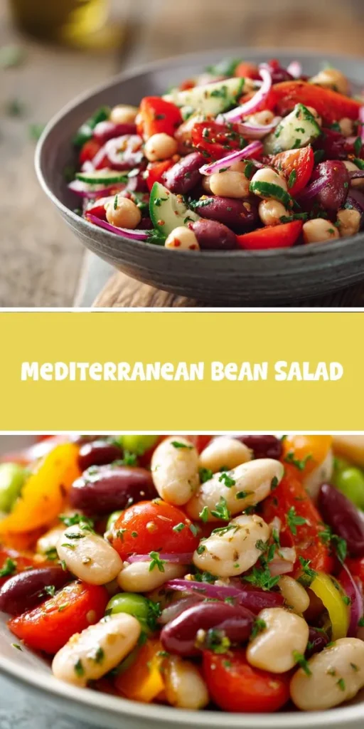 This mediterranean bean salad is a simple lunch recipe made with everyday ingredients. Perfect for busy days and family meals.