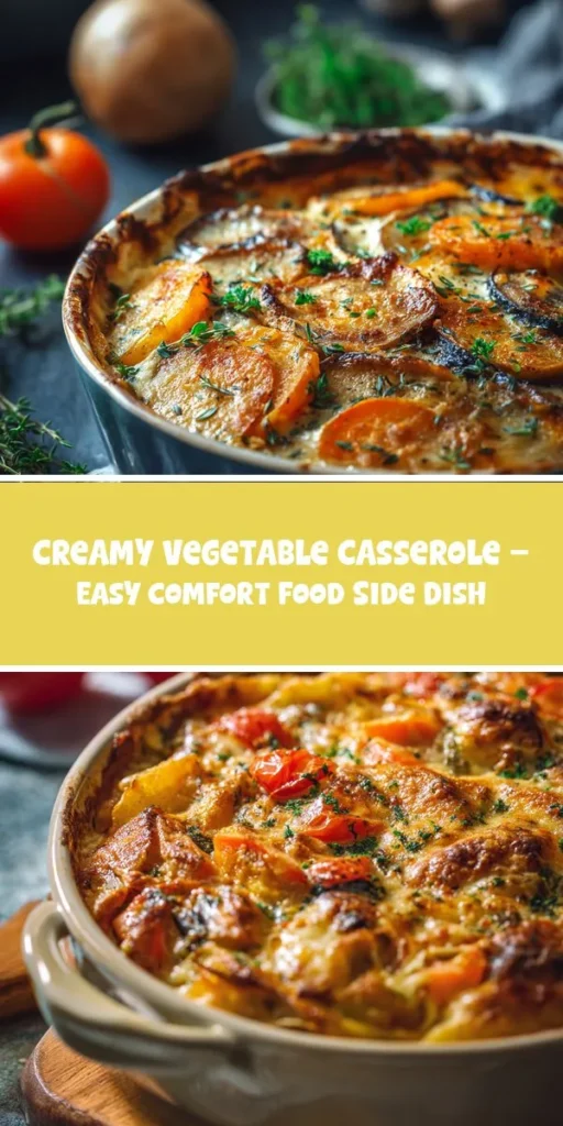 This creamy vegetable casserole &ndash; easy comfort food side dish is a simple dinner recipe made with everyday ingredients. Perfect for busy days and family meals.