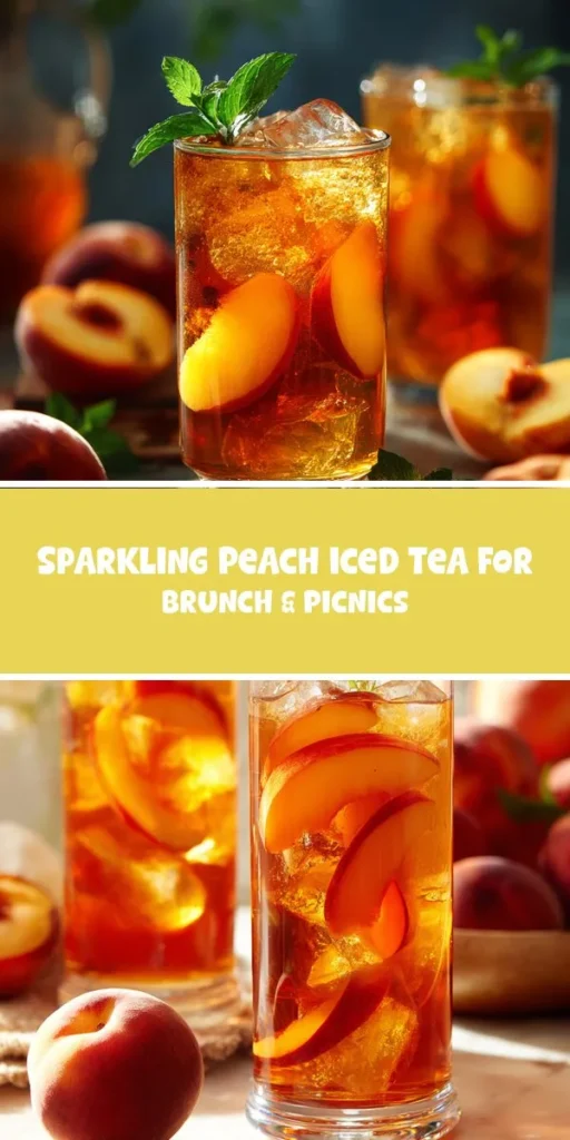 This sparkling peach iced tea for brunch & picnics is a simple drink recipe made with everyday ingredients. Perfect for busy days and family meals.