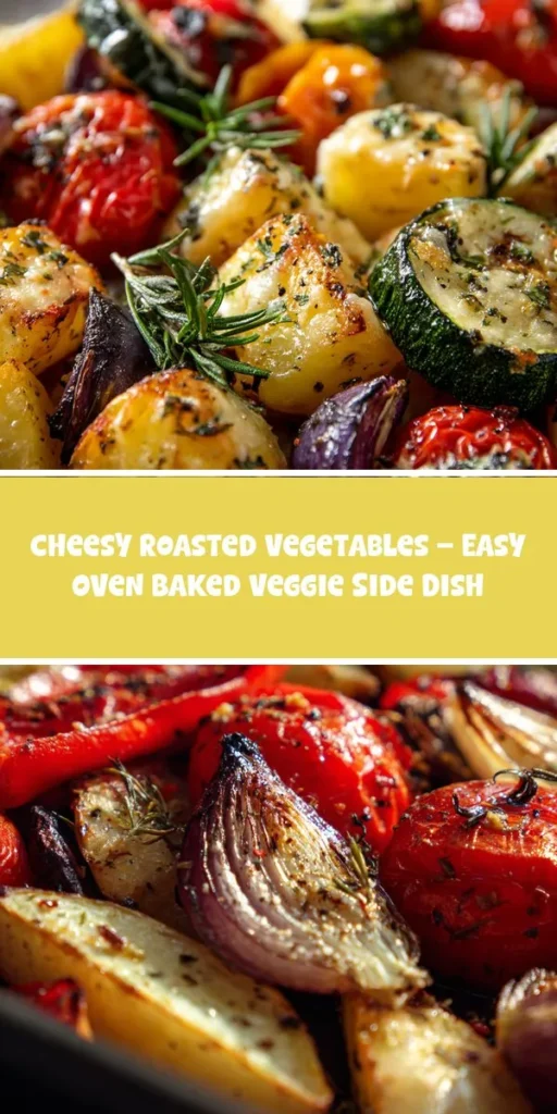 This cheesy roasted vegetables &ndash; easy oven baked veggie side dish is a simple dinner recipe made with everyday ingredients. Perfect for busy days and family meals.