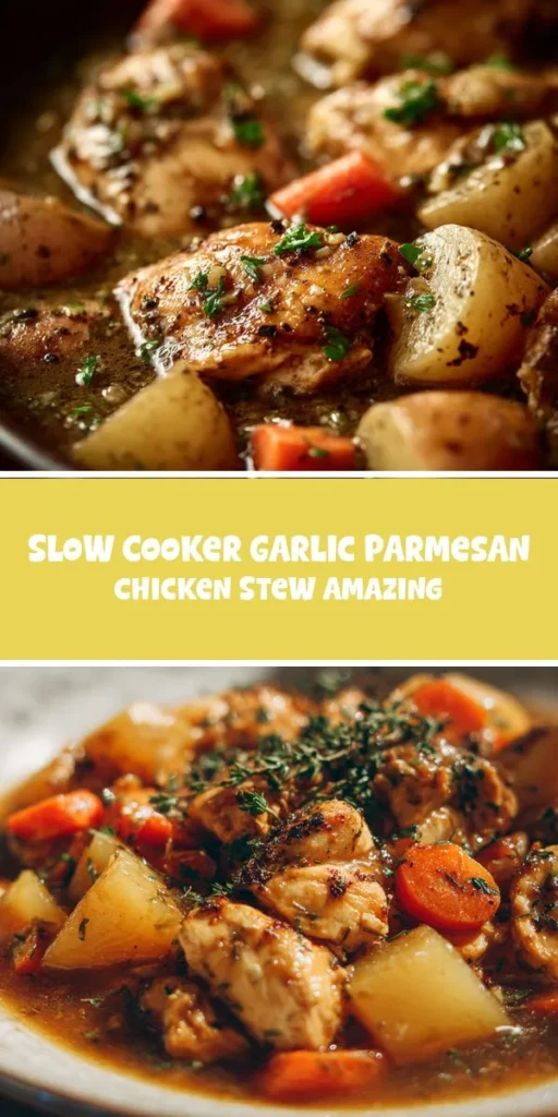 This slow cooker garlic parmesan chicken stew amazing is a simple dinner recipe made with everyday ingredients. Perfect for busy days and family meals.
