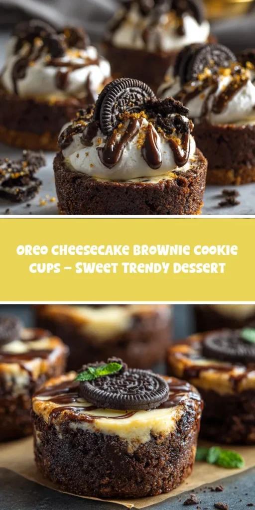 This oreo cheesecake brownie cookie cups &ndash; sweet trendy dessert is a simple dessert recipe made with everyday ingredients. Perfect for busy days and family meals.