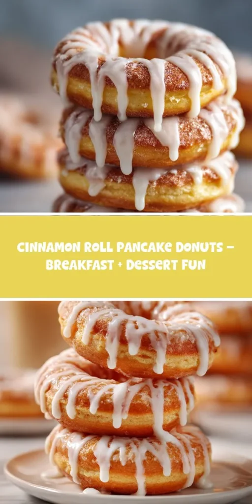 This cinnamon roll pancake donuts &ndash; breakfast + dessert fun is a simple breakfast recipe made with everyday ingredients. Perfect for busy days and family meals.