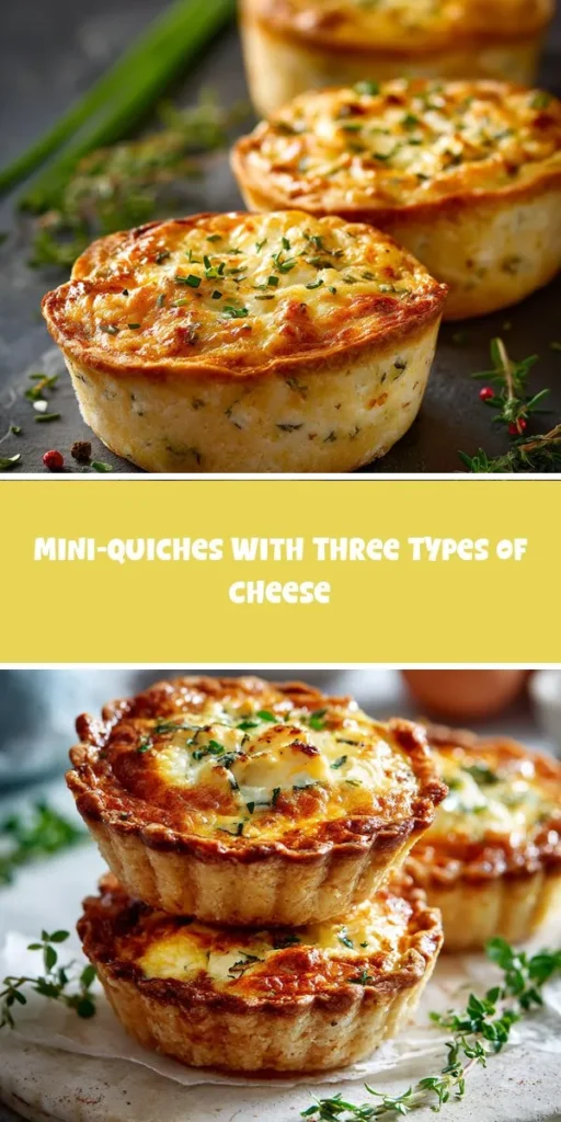 This mini-quiches with three types of cheese is a simple breakfast recipe made with everyday ingredients. Perfect for busy days and family meals.