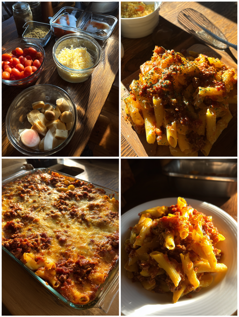 Steps for Golden Cheese-Pull Baked Ziti
