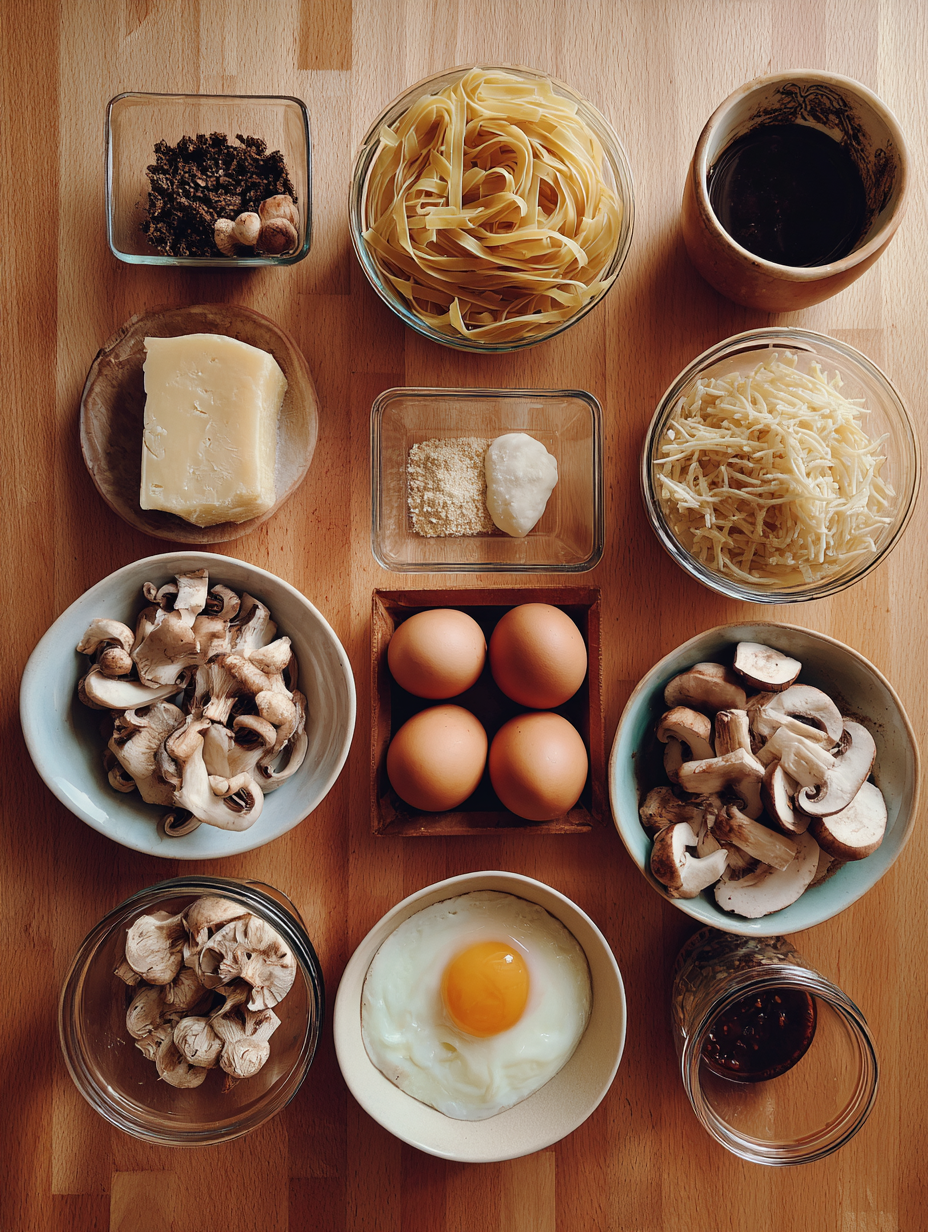 Ingredients for Truffle Garlic Mushroom Pasta Delight