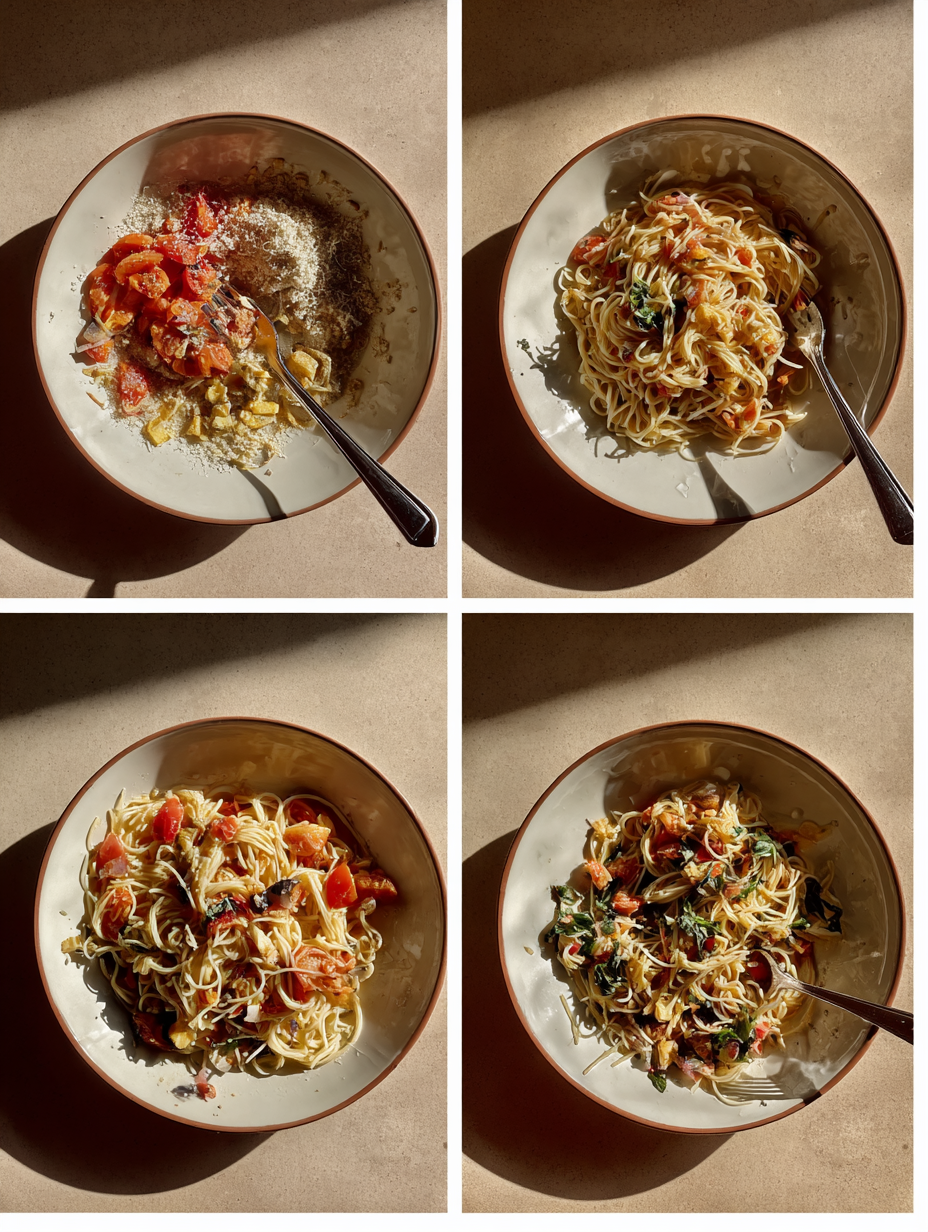 Steps for Vine-Ripened Tomato and Basil Angel Hair