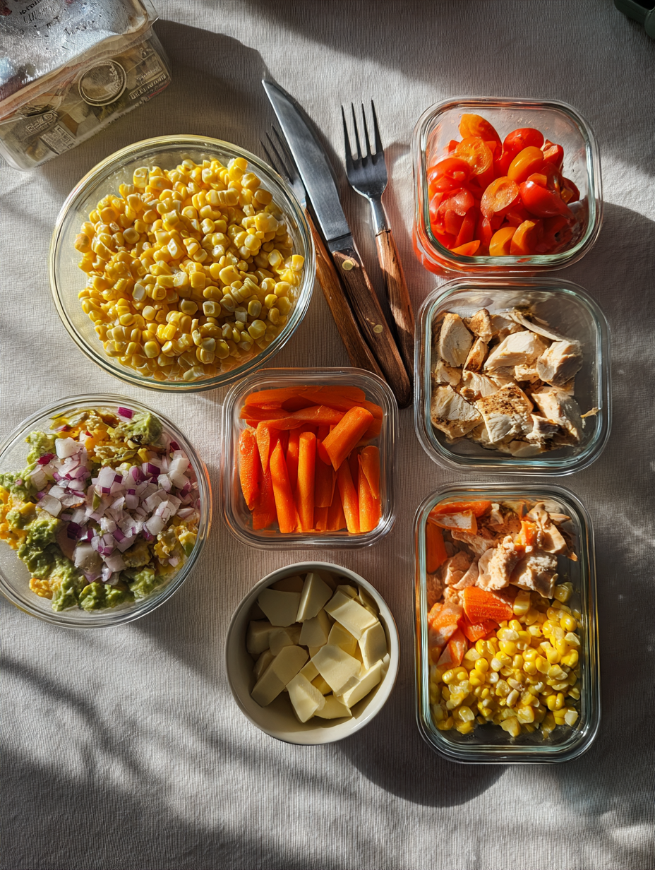 Ingredients for Street Corn Chicken Bowls 38g Protein Meal Prep Ready