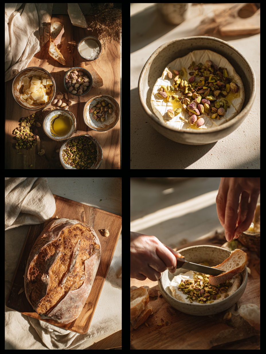 Steps for Baked Brie with Pistachio Honey Recipe Easy Appetizer