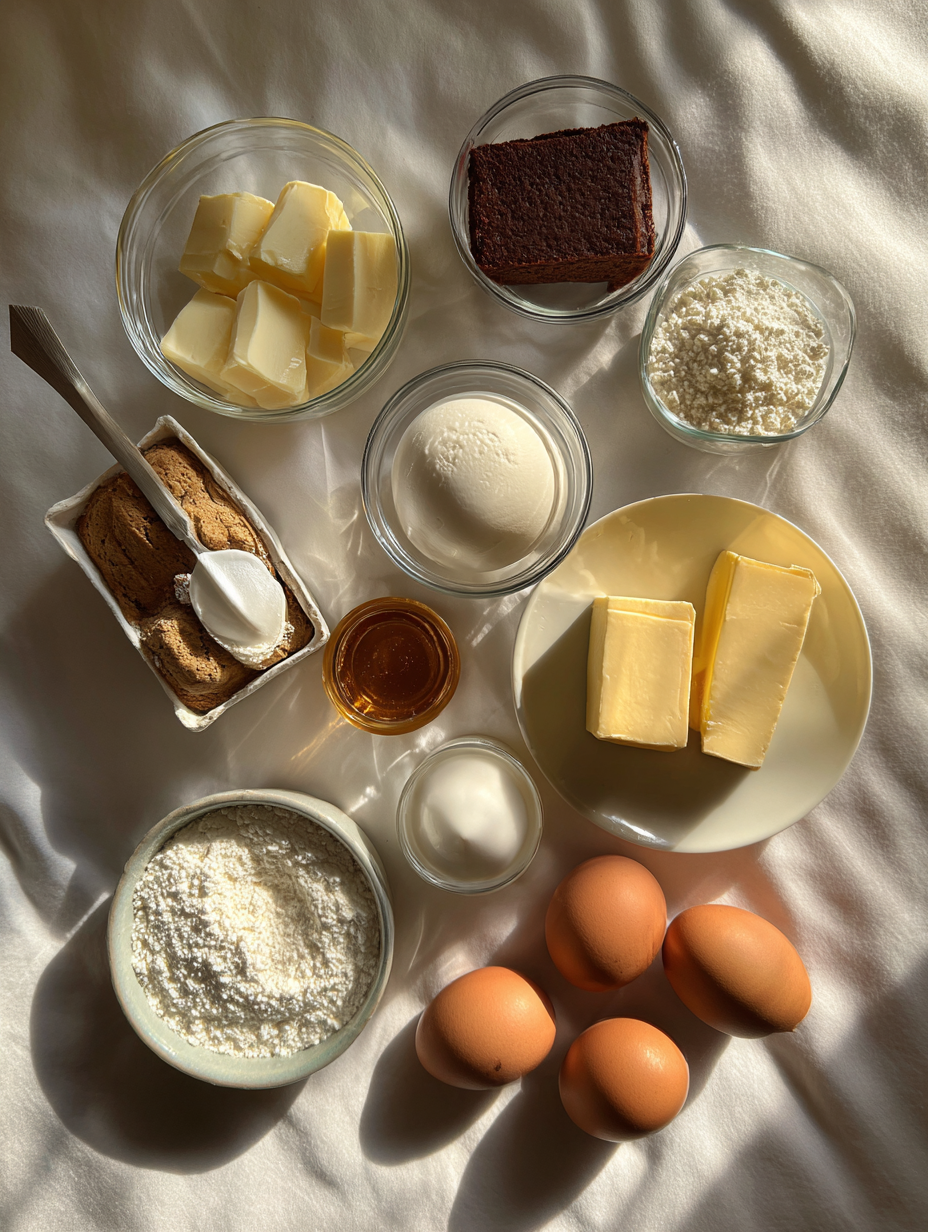 Ingredients for High-Protein Cottage Cheese Brownies Guilt-Free Treat