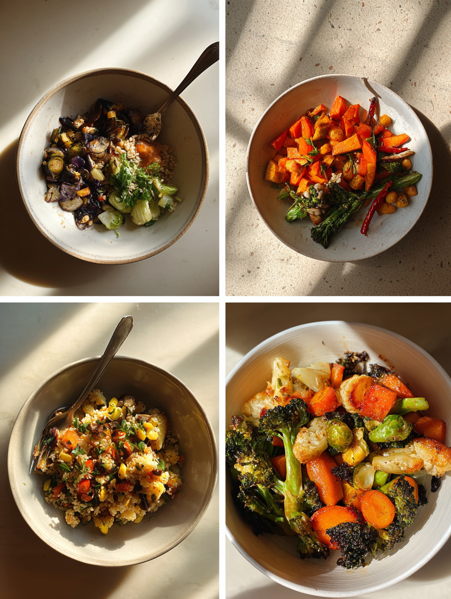 Steps for Roasted Rainbow Vegetable Grain Bowl