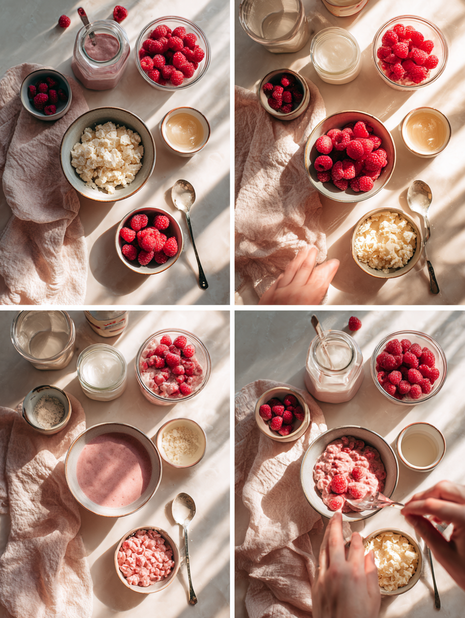 Step by step instructions for Raspberry Smoothie Recipe A Burst of Freshness in Every Sip