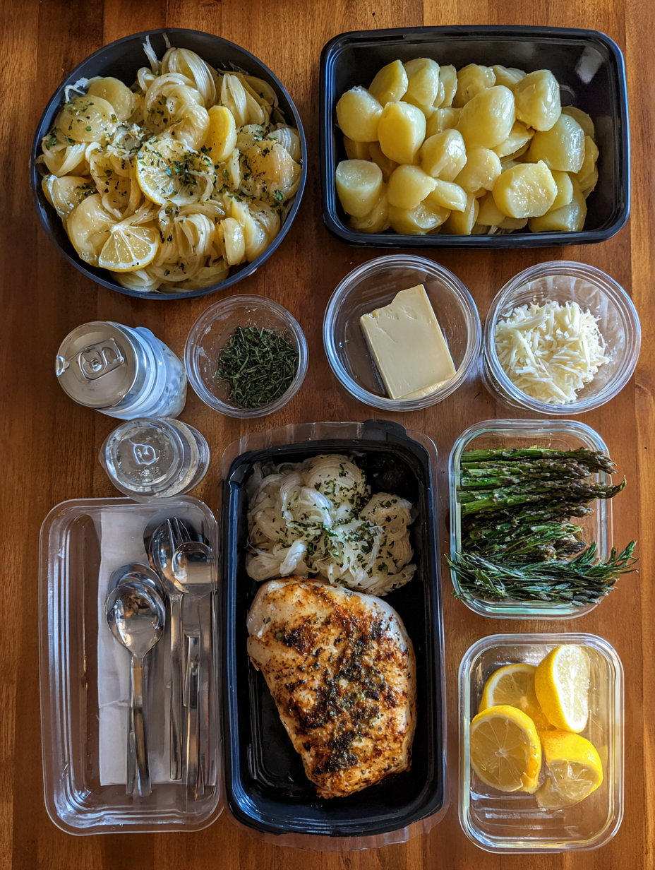 Ingredients for Lemon Garlic Chicken Bowl 35g Protein Meal Prep