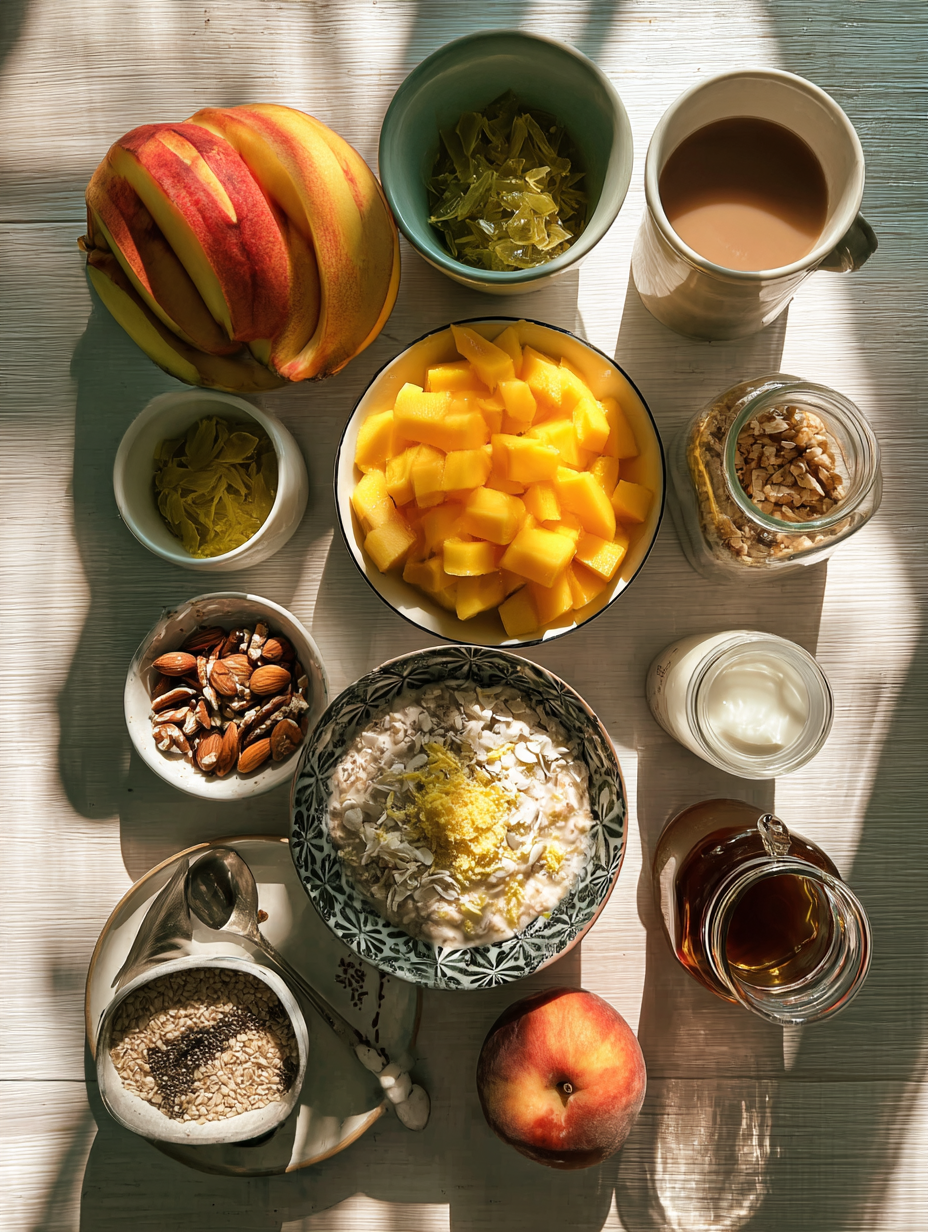 Ingredients for Peach Mango Smoothie Recipe Tropical Drink