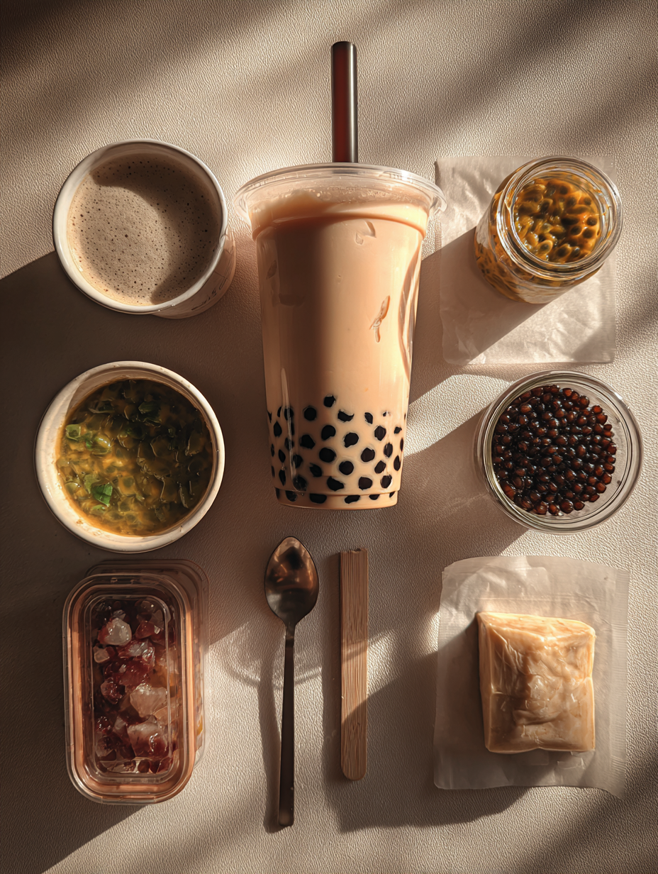 Ingredients for Passion Fruit Boba Lemonade Recipe Tangy Bubble Drink