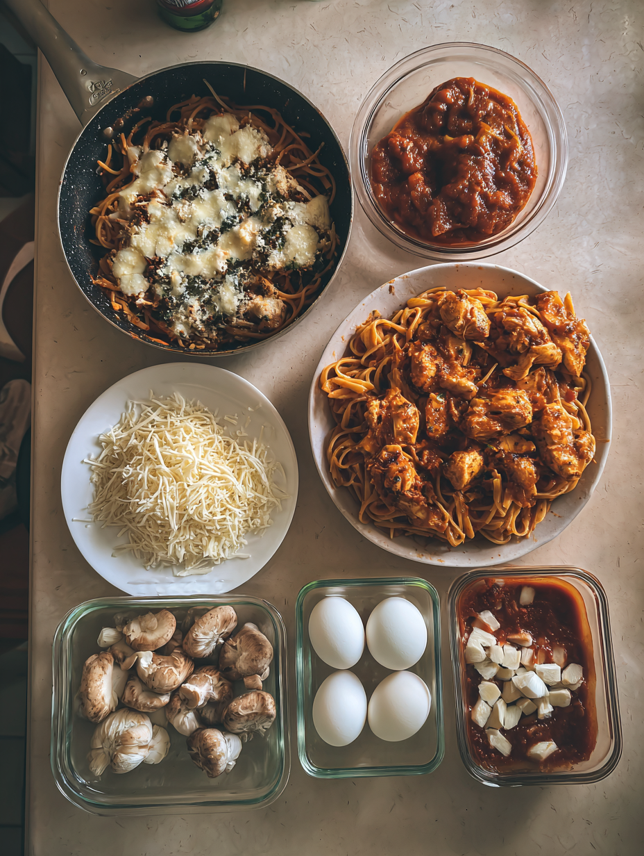 Ingredients for Quick Weeknight Chicken Alfredo Skillet