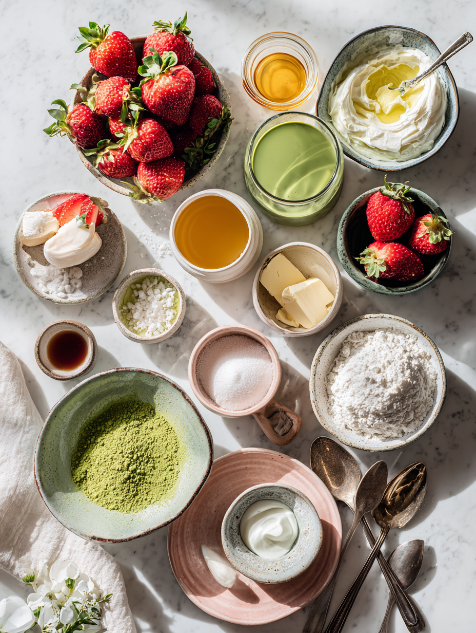 Ingredients for Embrace Spring with a Refreshing Strawberry Matcha Latte