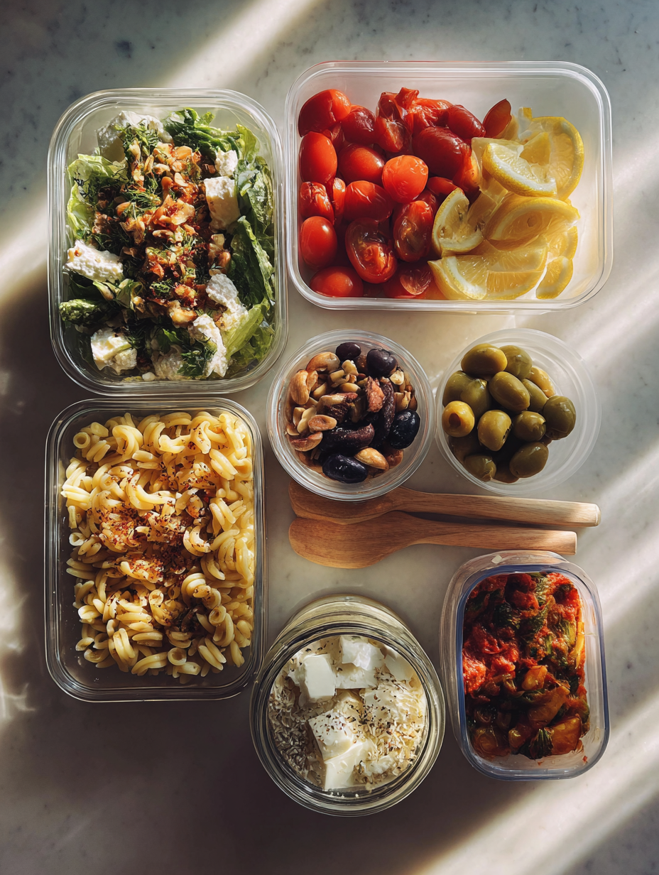 Ingredients for Lemon Orzo Salad Recipe Mediterranean Meal Prep Lunch