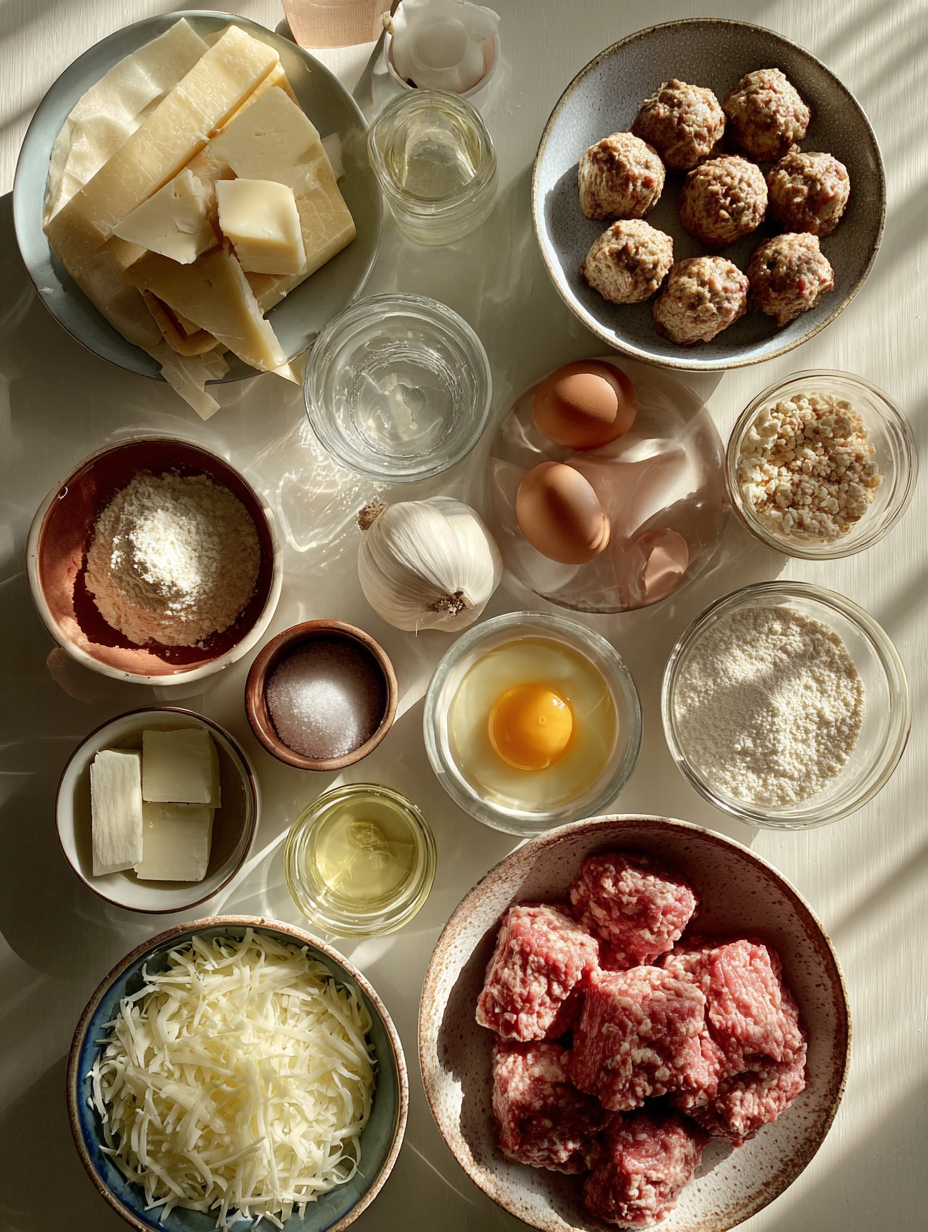 Ingredients for Ricotta Parmesan Meatballs Recipe Juicy Italian Dinner