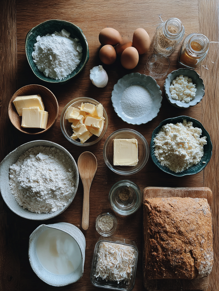 Ingredients for Cottage Cheese Bread Recipe High Protein Sandwich Bread