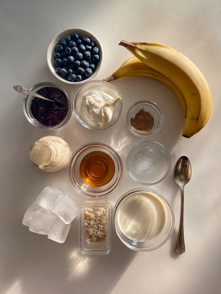 Ingredients for Blueberry Banana Smoothie Recipe