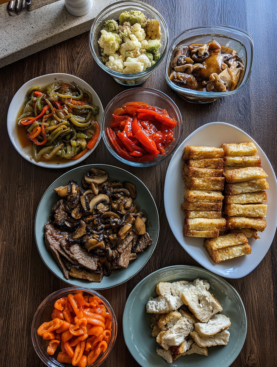 Ingredients for Savory Low Carb Philly Cheesesteak Casserole Protein Packed