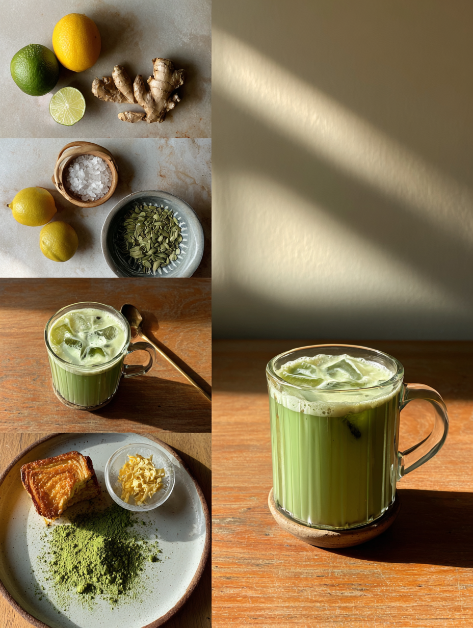 Steps for Iced Matcha Lemonade Recipe Green Citrus Drink